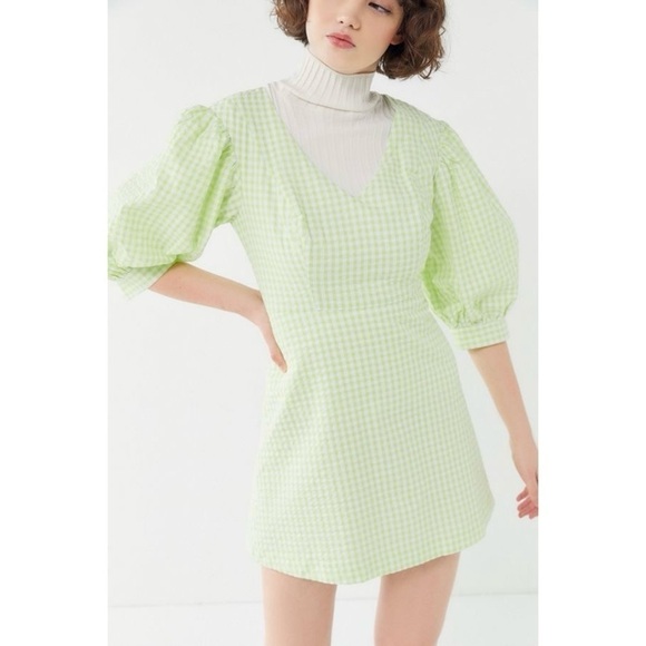 Urban Outfitters Lena Gingham Puff-Sleeve Minidress - Picture 3 of 11